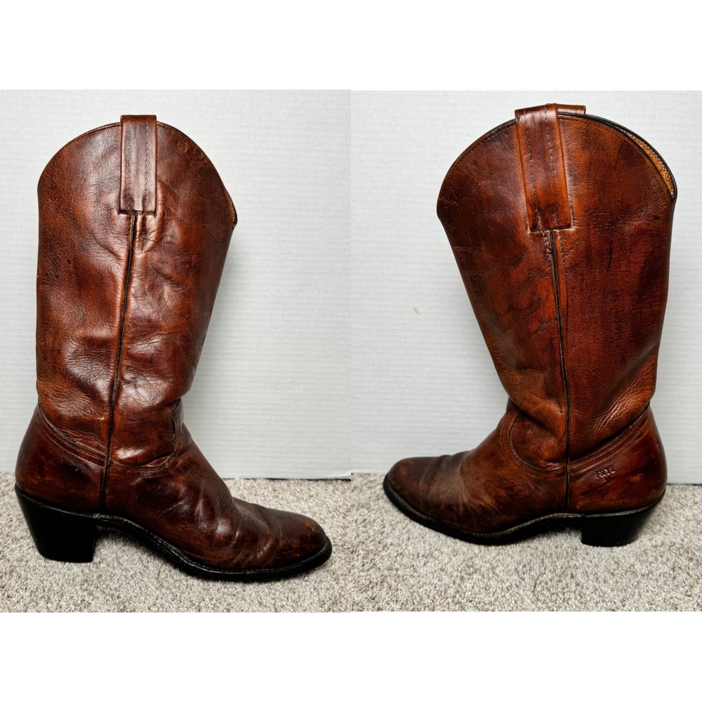 Vintage Frye 2355 Leather Western Cowboy Boots Brown Women's 9.5D - Picture 3 of 10